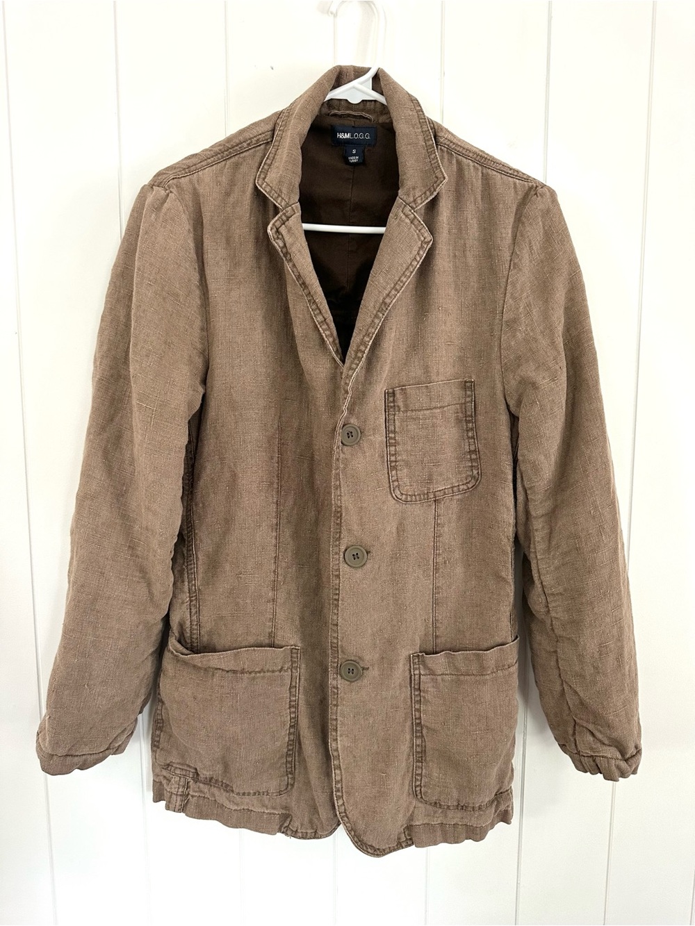H&M Women’s Taupe Brown Linen Cotton Blazer Jacket